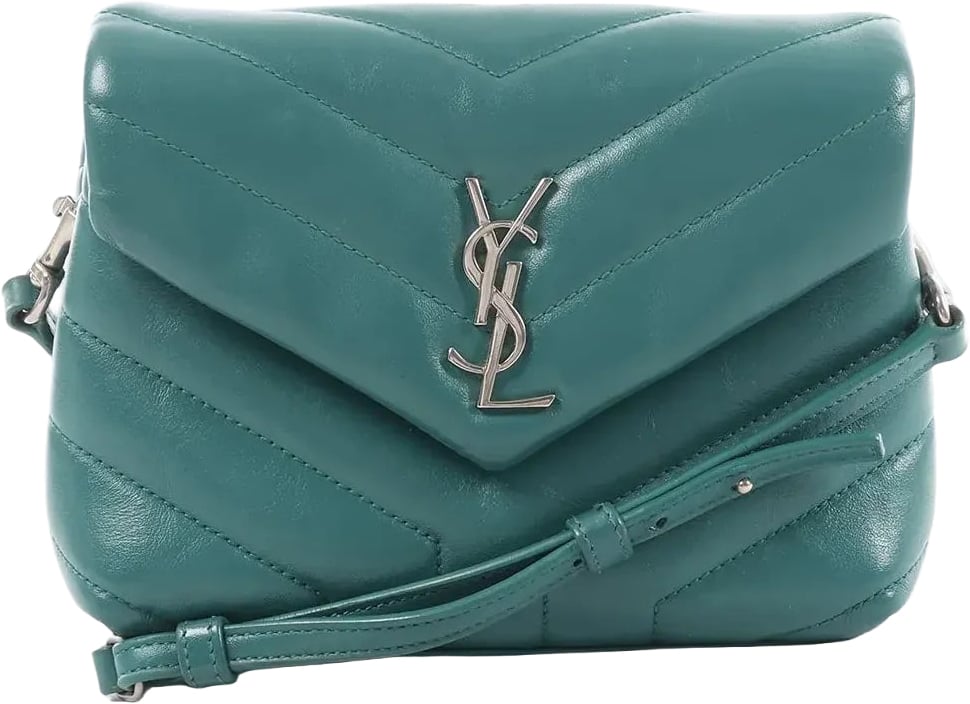 Saint Laurent Paris Loulou Puffer Leather Chain Crossbody Bag in Green 467072 Groen