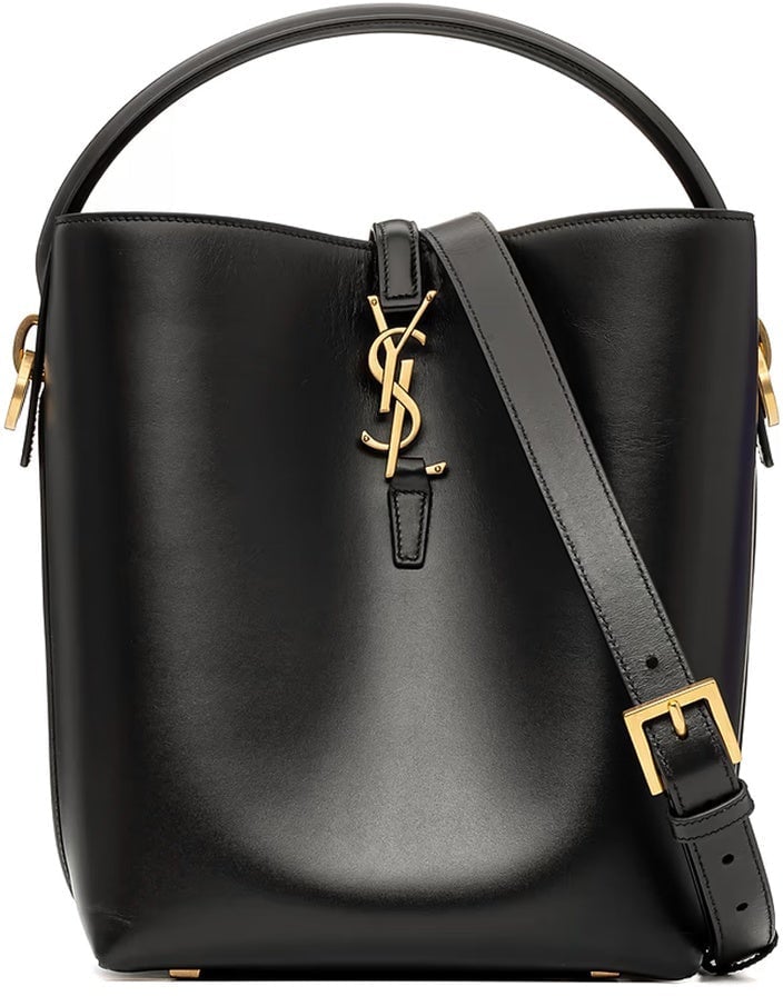 Saint Laurent Saint Laurent Le 37 Small Leather Bucket Bag Zwart