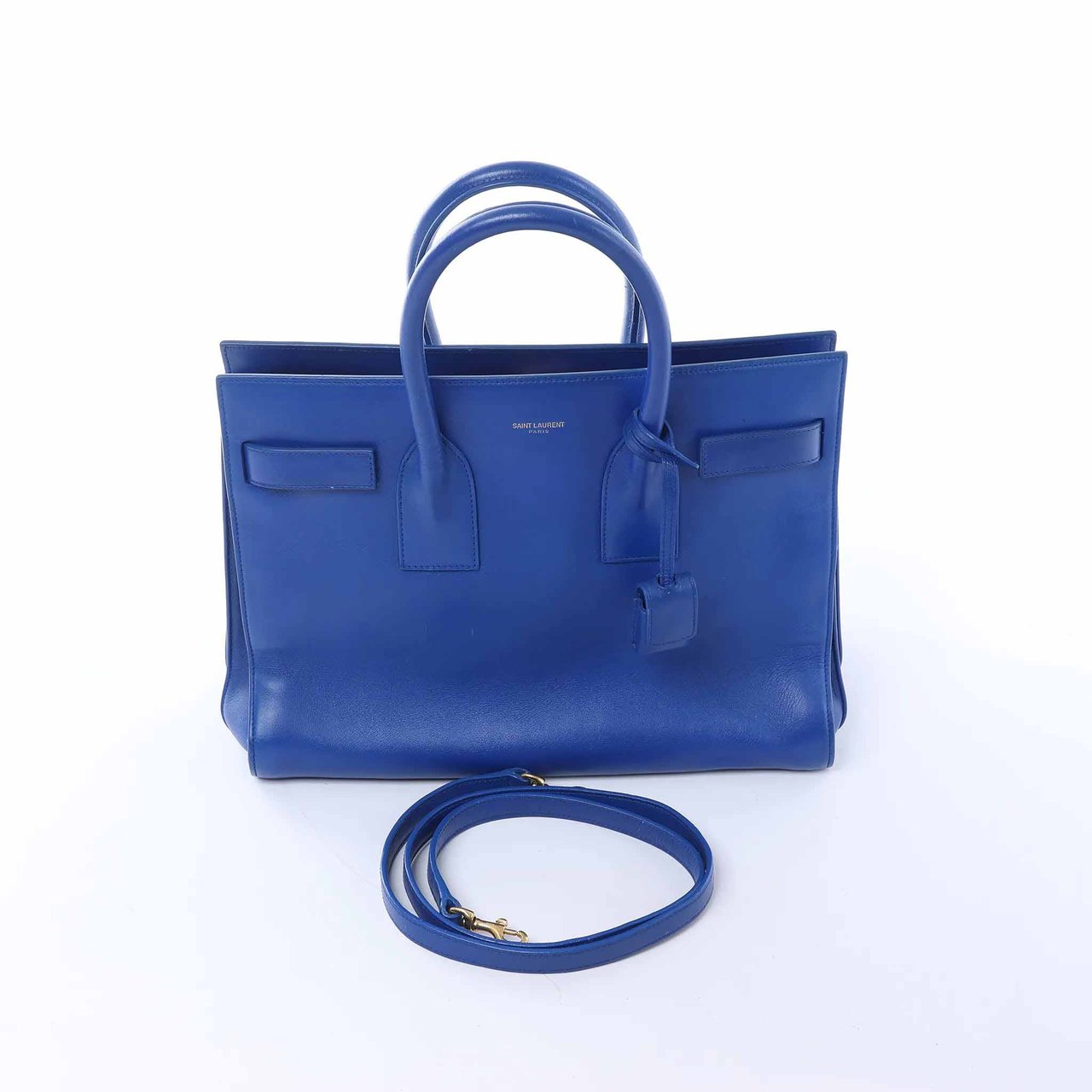 Saint Laurent Paris Sac de Jour Leather 2way Handbag in Blue 324823 Blauw