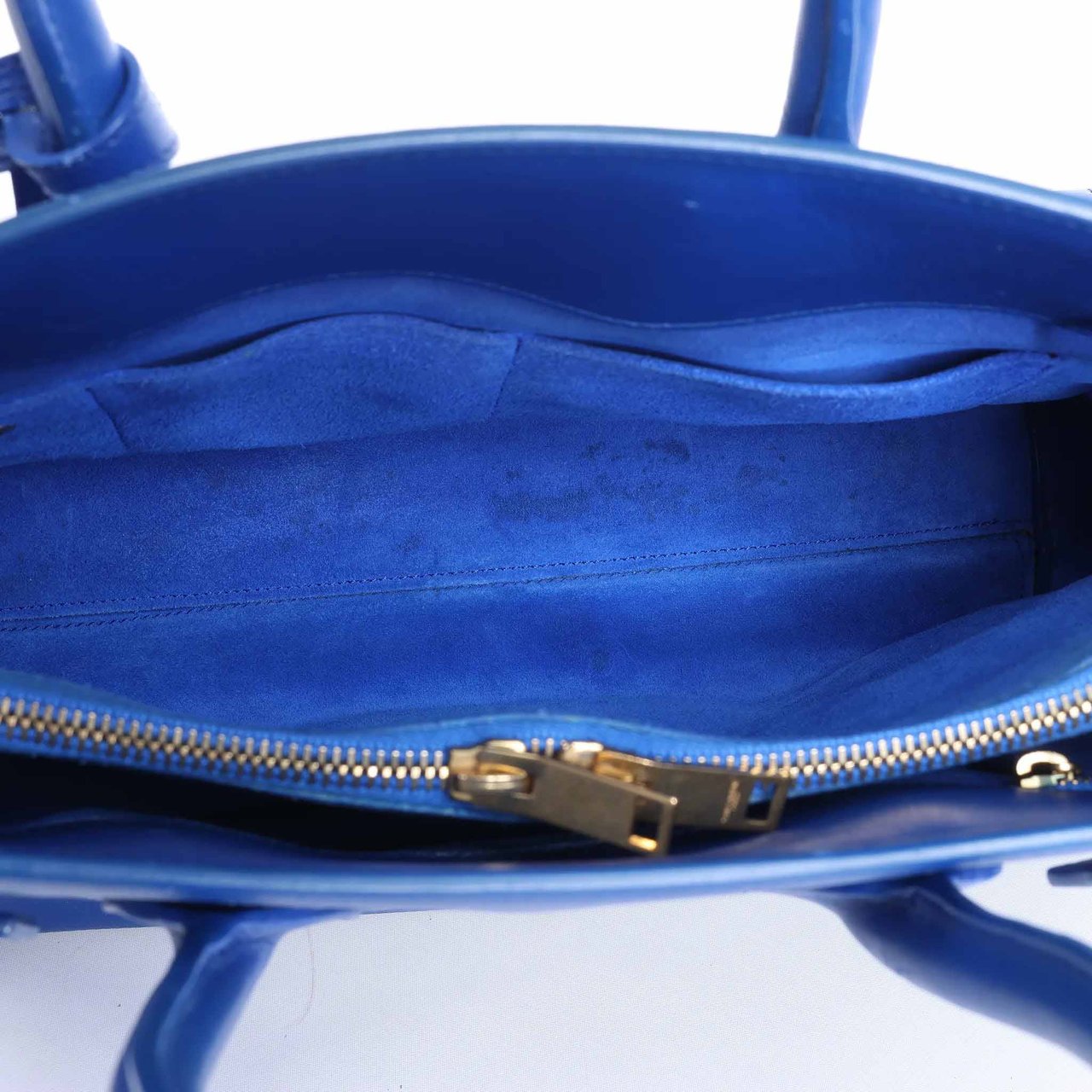 Saint Laurent Paris Sac de Jour Leather 2way Handbag in Blue 324823 Blauw