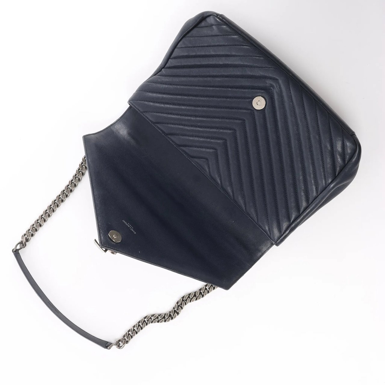 Saint Laurent Paris College Monogramme Leather Chain Handbag in Navy Blue 392738 Navy