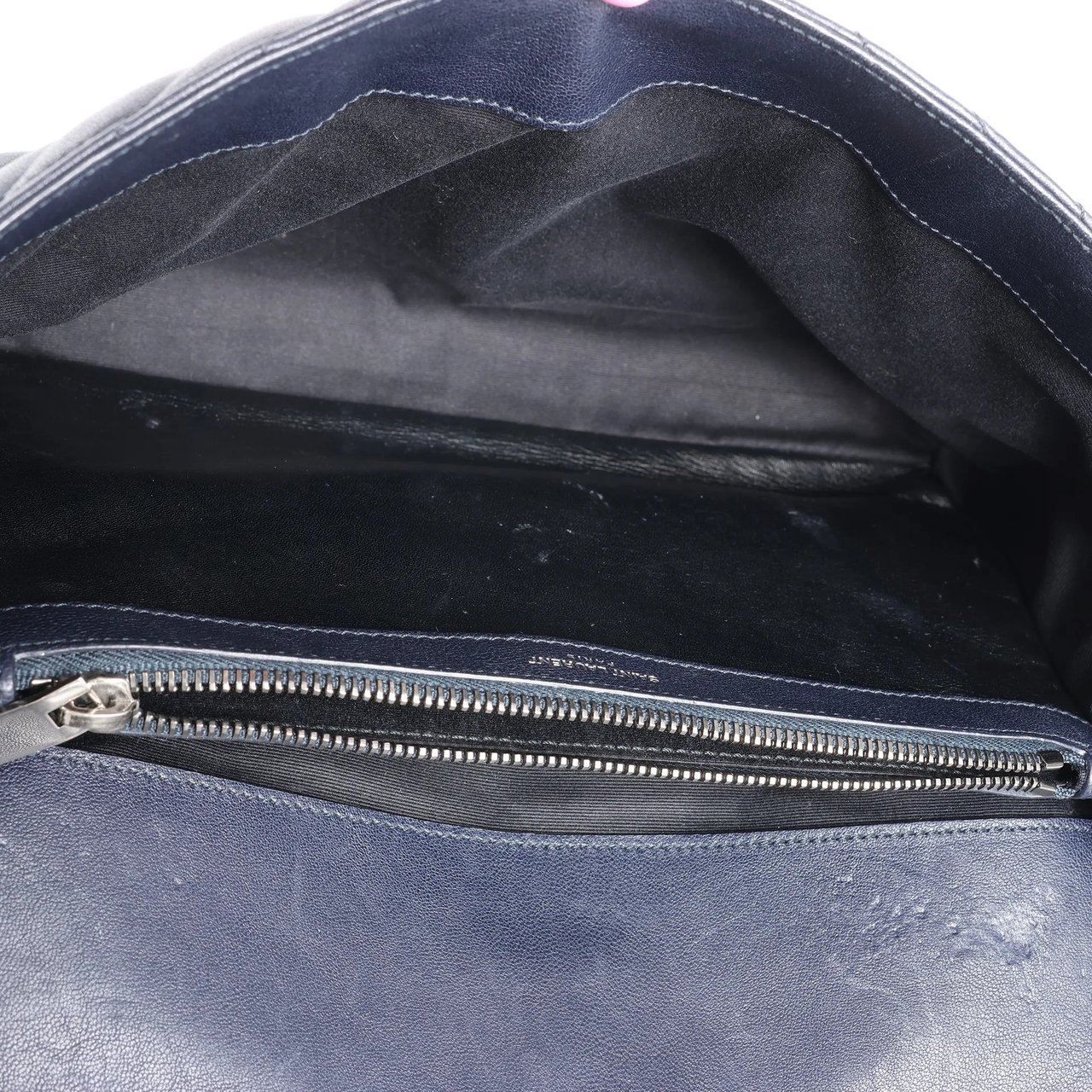 Saint Laurent Paris College Monogramme Leather Chain Handbag in Navy Blue 392738 Navy
