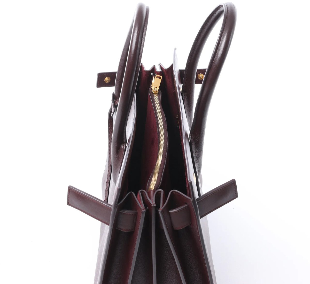 Saint Laurent Paris Sac de Jour Leather Handbag in Burgundy 347543 Divers