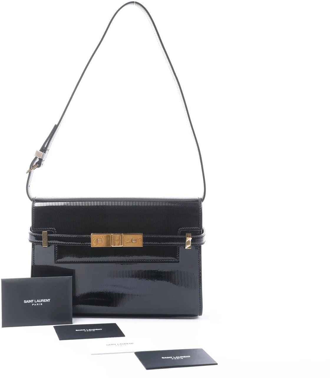 Saint Laurent Paris Manhattan Patent Leather Shoulder bag in Black 675626 Zwart