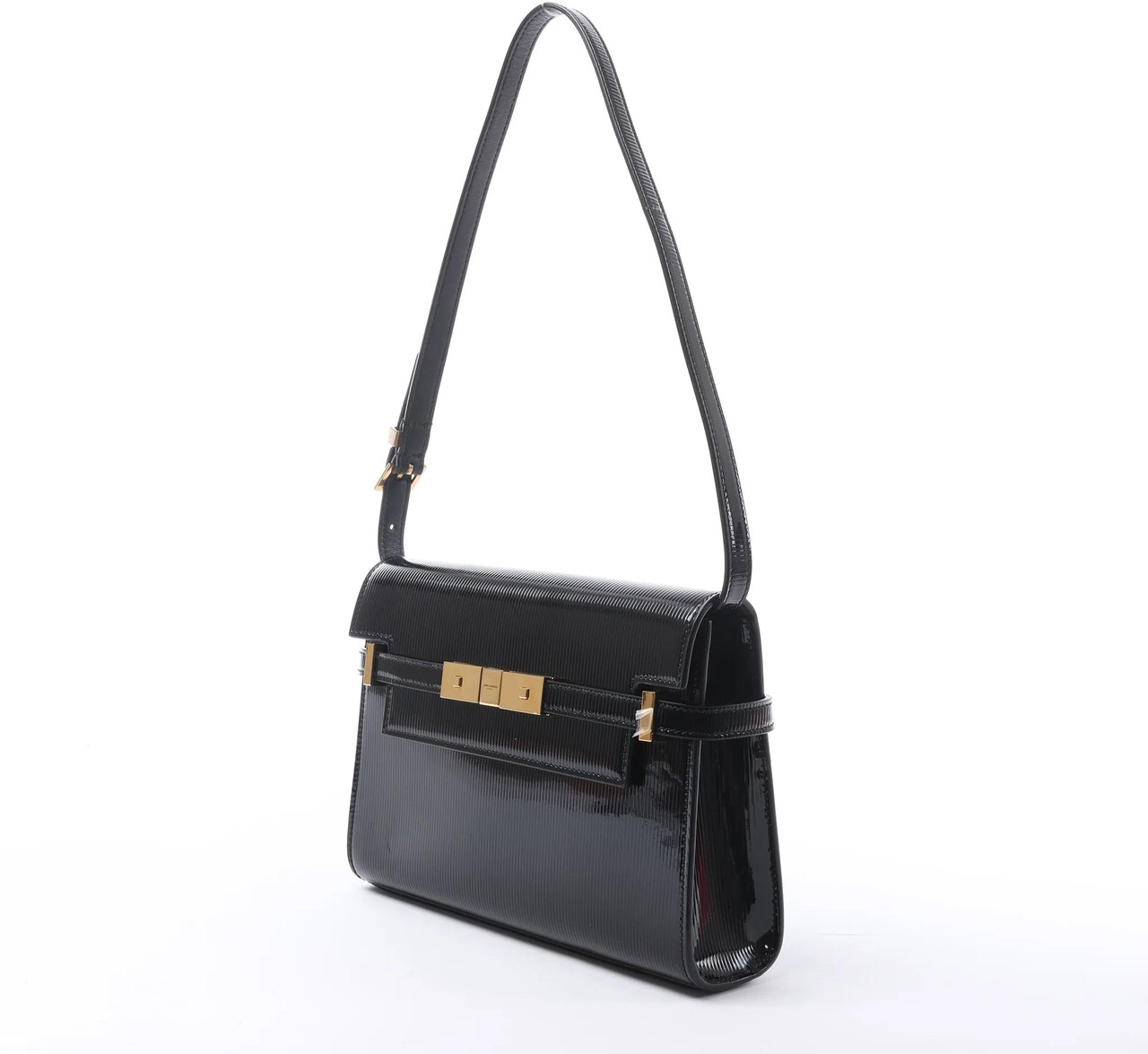 Saint Laurent Paris Manhattan Patent Leather Shoulder bag in Black 675626 Zwart