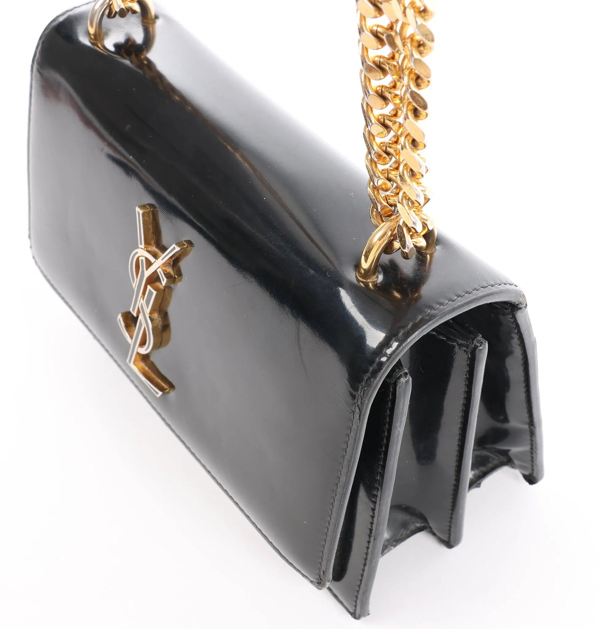 Saint Laurent Paris Sunset Small Patent Leather Crossbody Bag in Black 441972 Zwart