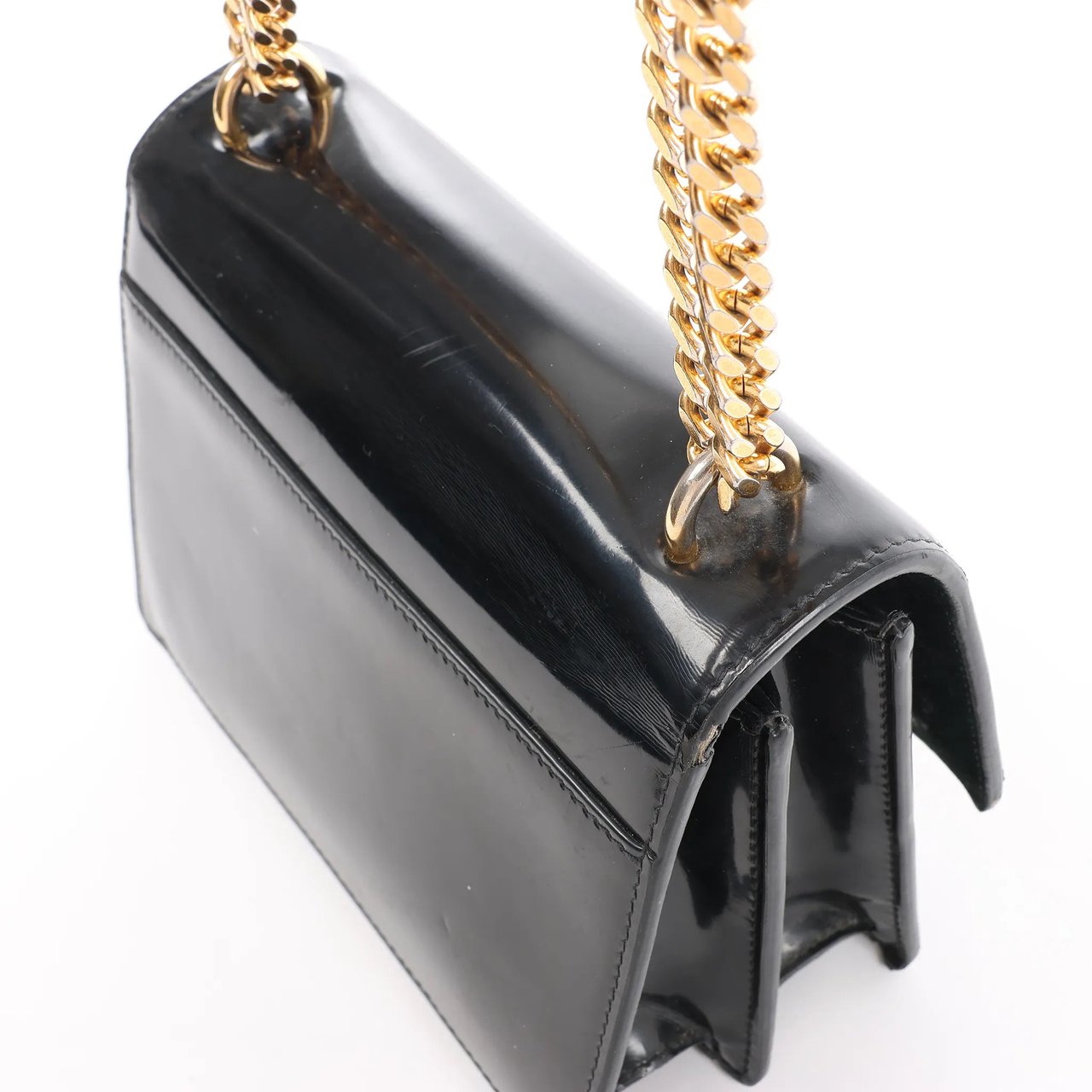 Saint Laurent Paris Sunset Small Patent Leather Crossbody Bag in Black 441972 Zwart