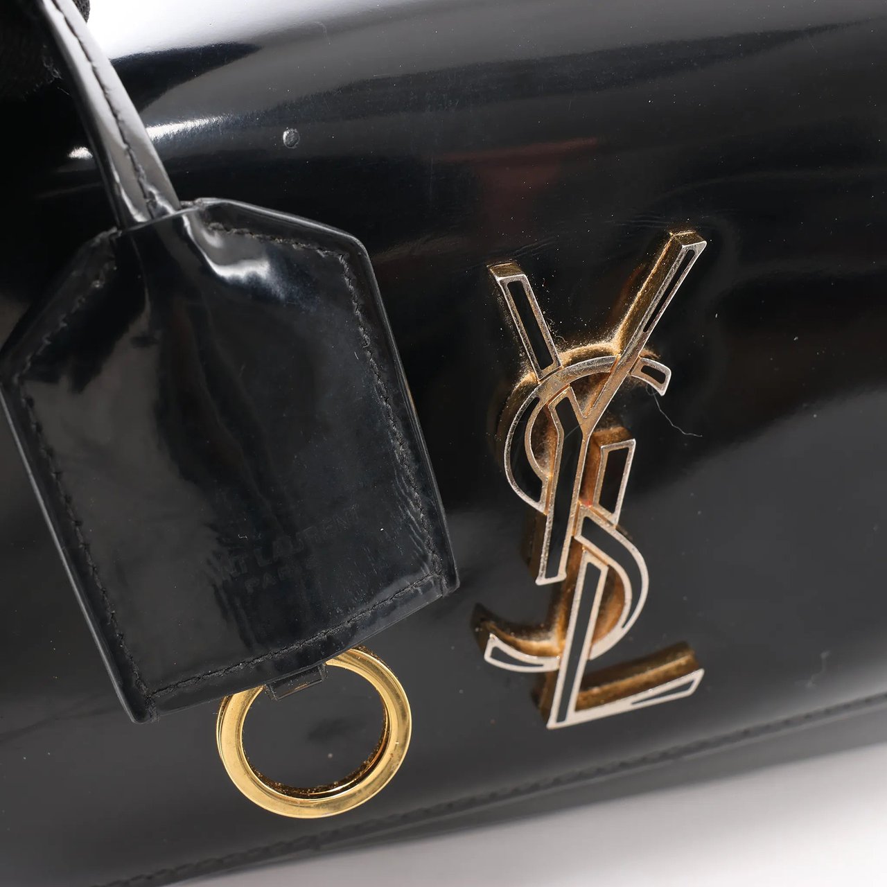 Saint Laurent Paris Sunset Small Patent Leather Crossbody Bag in Black 441972 Zwart