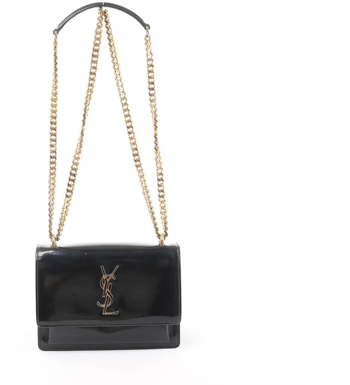Saint Laurent Paris Sunset Small Patent Leather Crossbody Bag in Black 441972 Zwart