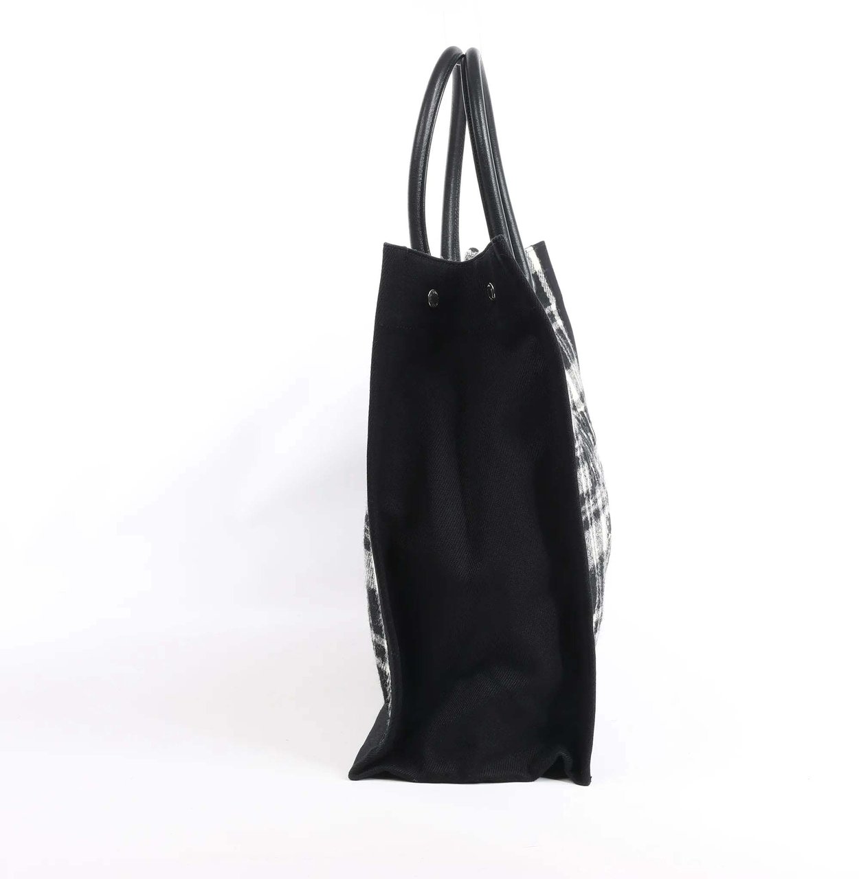 Saint Laurent Paris Rive Gauche Wool x Leather Tote bag Black x White 499290 Divers