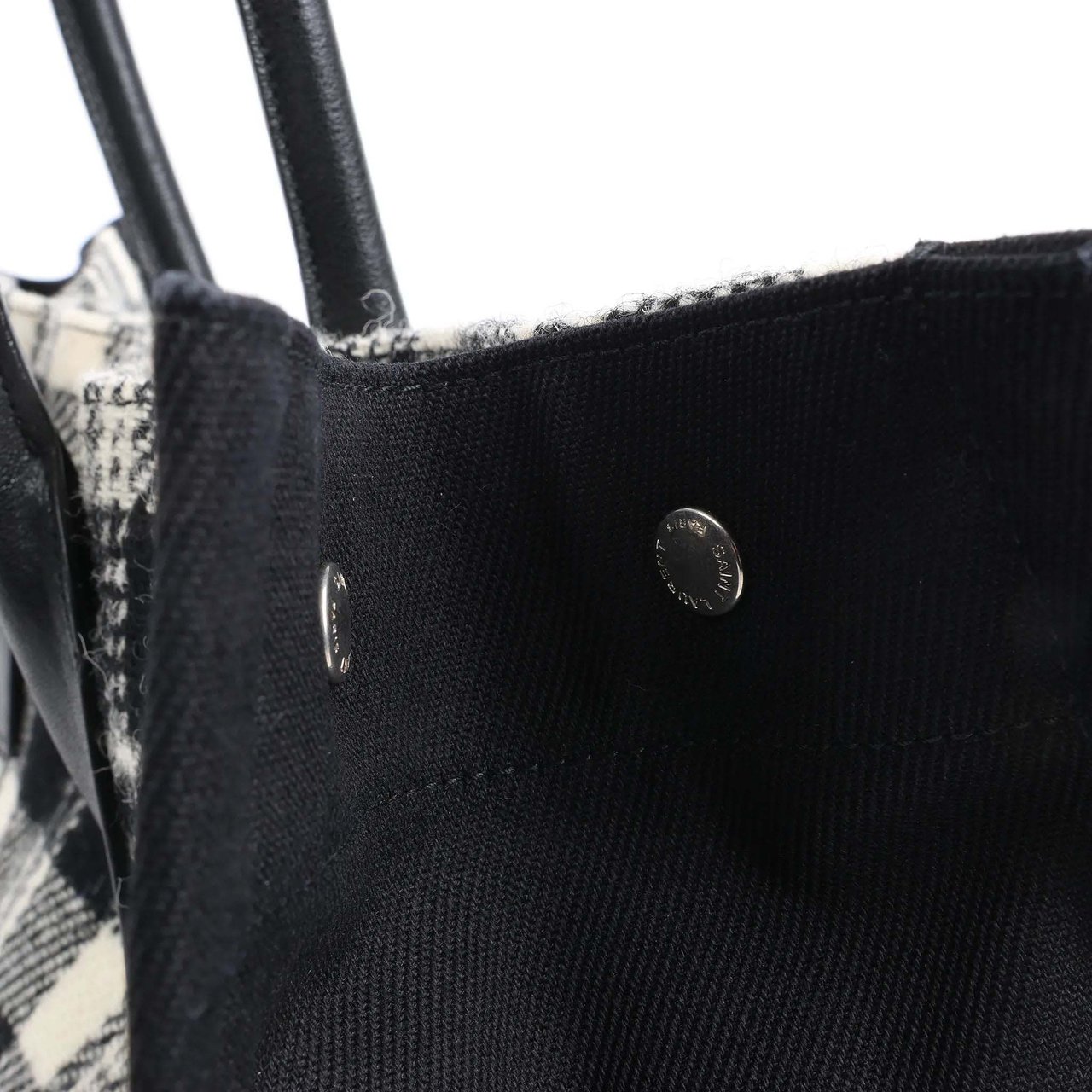 Saint Laurent Paris Rive Gauche Wool x Leather Tote bag Black x White 499290 Divers