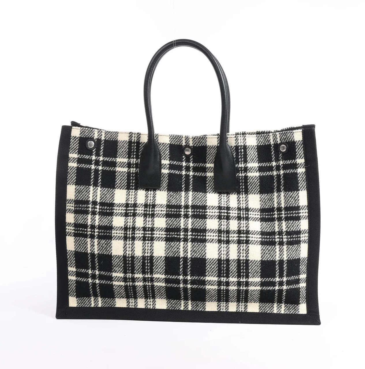 Saint Laurent Paris Rive Gauche Wool x Leather Tote bag Black x White 499290 Divers
