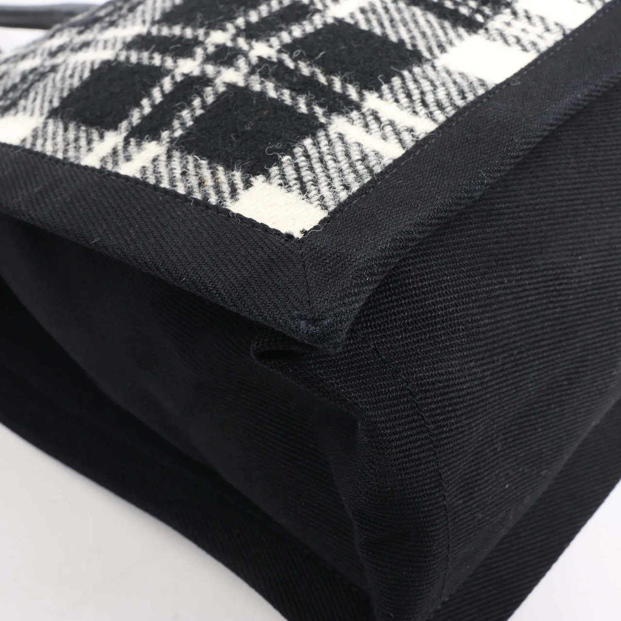 Saint Laurent Paris Rive Gauche Wool x Leather Tote bag Black x White 499290 Divers
