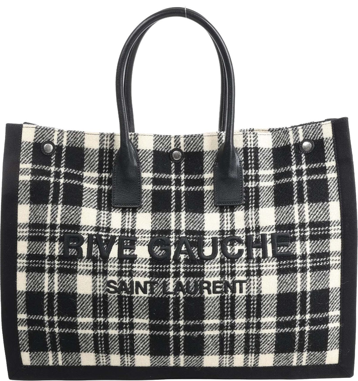 Saint Laurent Paris Rive Gauche Wool x Leather Tote bag Black x White 499290 Divers