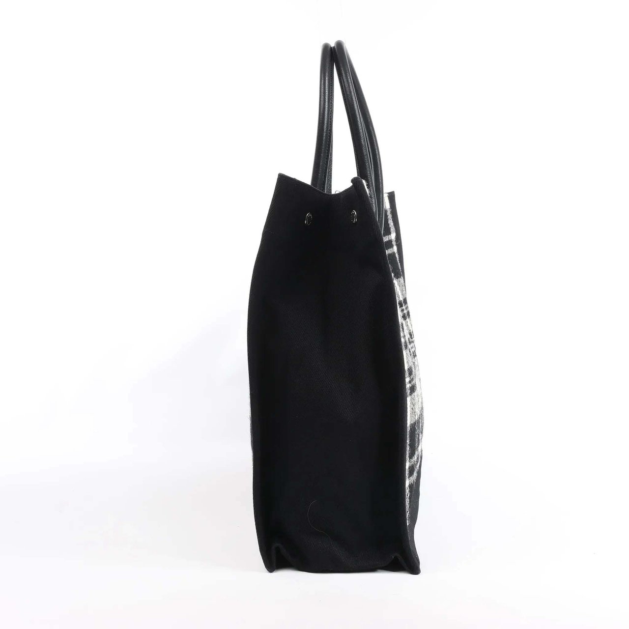 Saint Laurent Paris Rive Gauche Wool x Leather Tote bag Black x White 499290 Divers