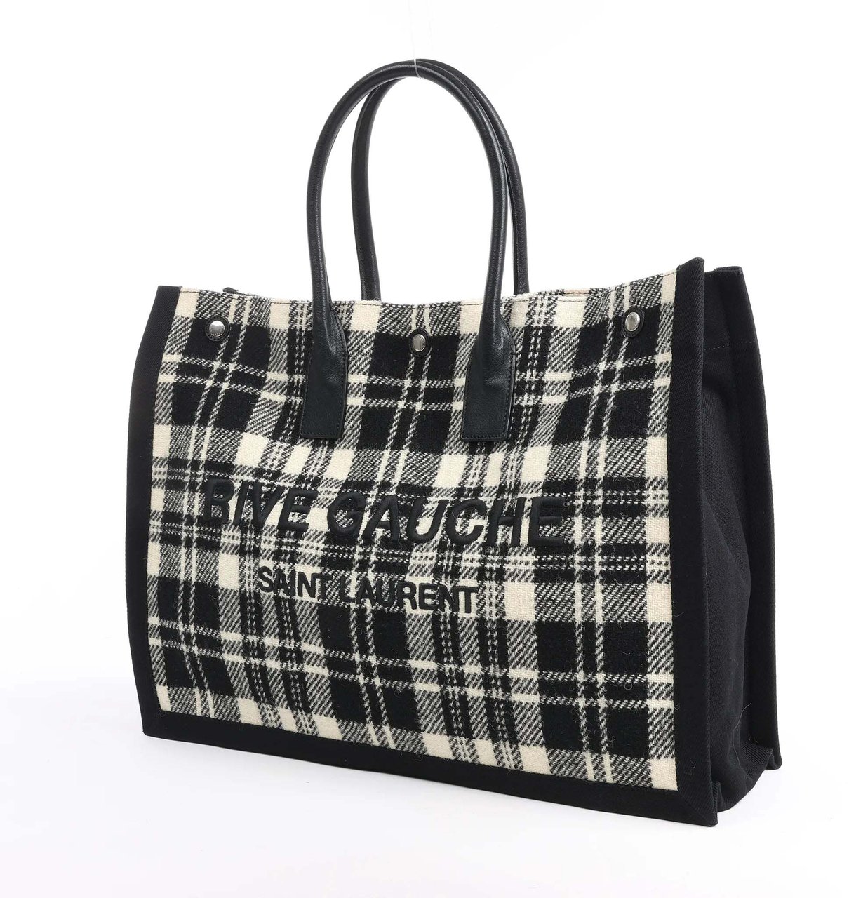 Saint Laurent Paris Rive Gauche Wool x Leather Tote bag Black x White 499290 Divers