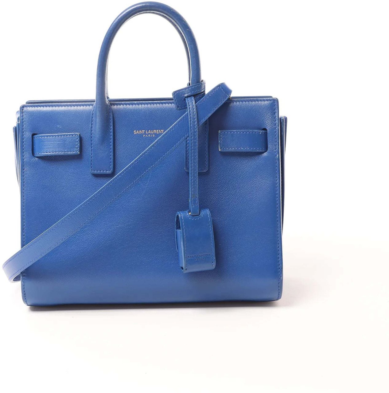 Saint Laurent Paris Sac de Jour Nano Leather 2Way Handbag Blue 340778 Blauw