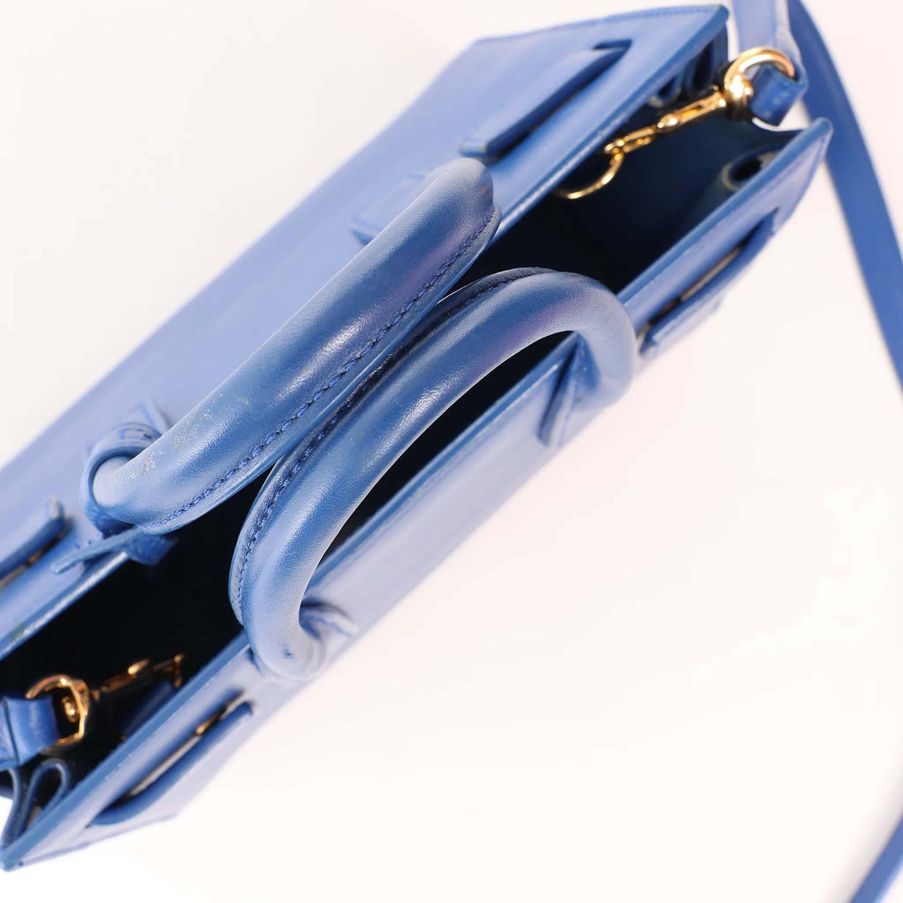 Saint Laurent Paris Sac de Jour Nano Leather 2Way Handbag Blue 340778 Blauw