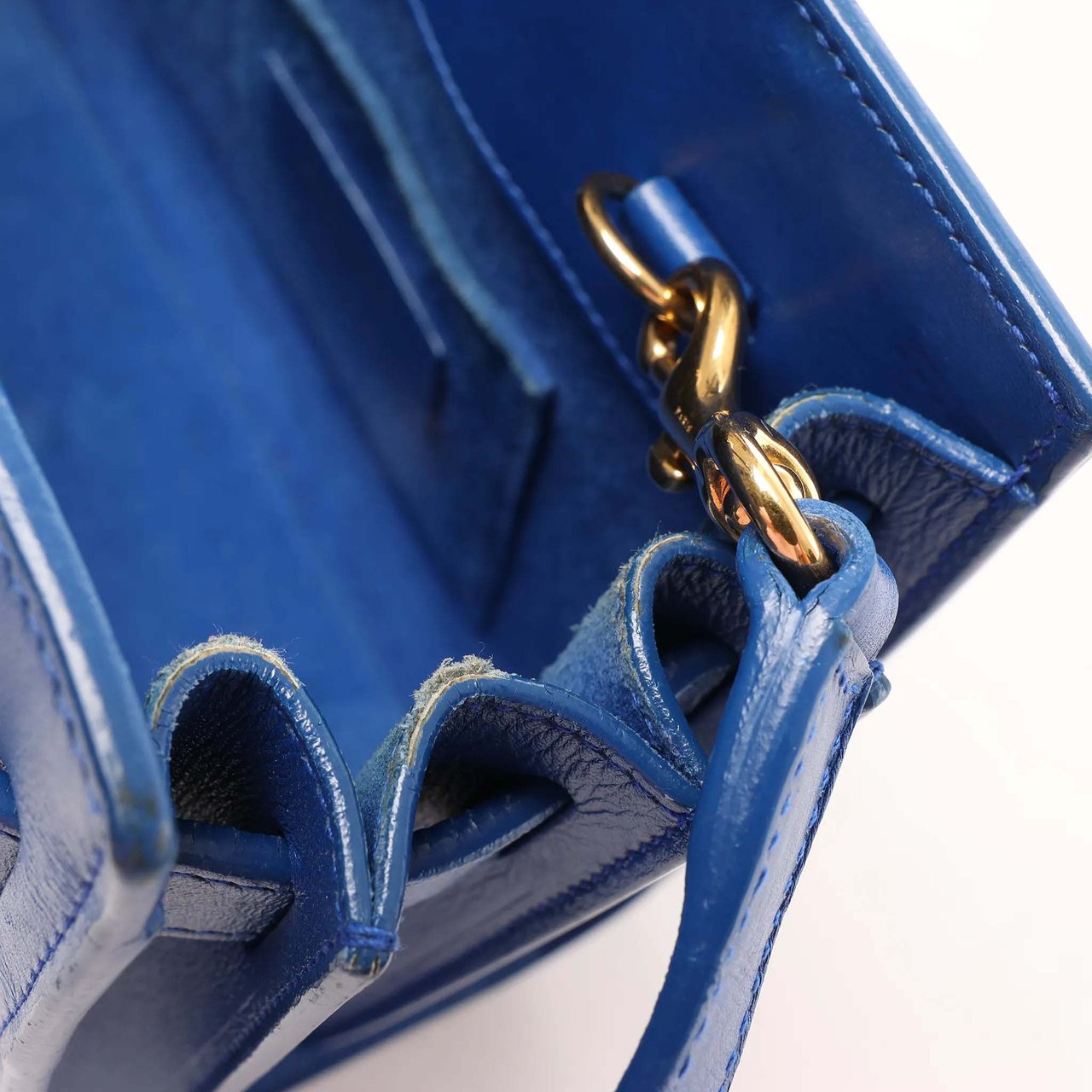 Saint Laurent Paris Sac de Jour Nano Leather 2Way Handbag Blue 340778 Blauw