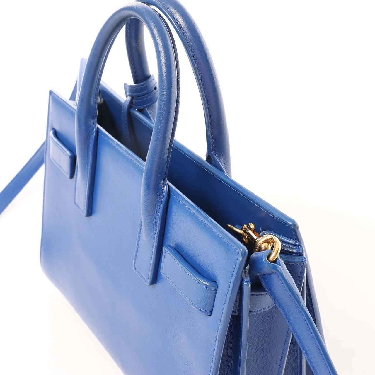 Saint Laurent Paris Sac de Jour Nano Leather 2Way Handbag Blue 340778 Blauw