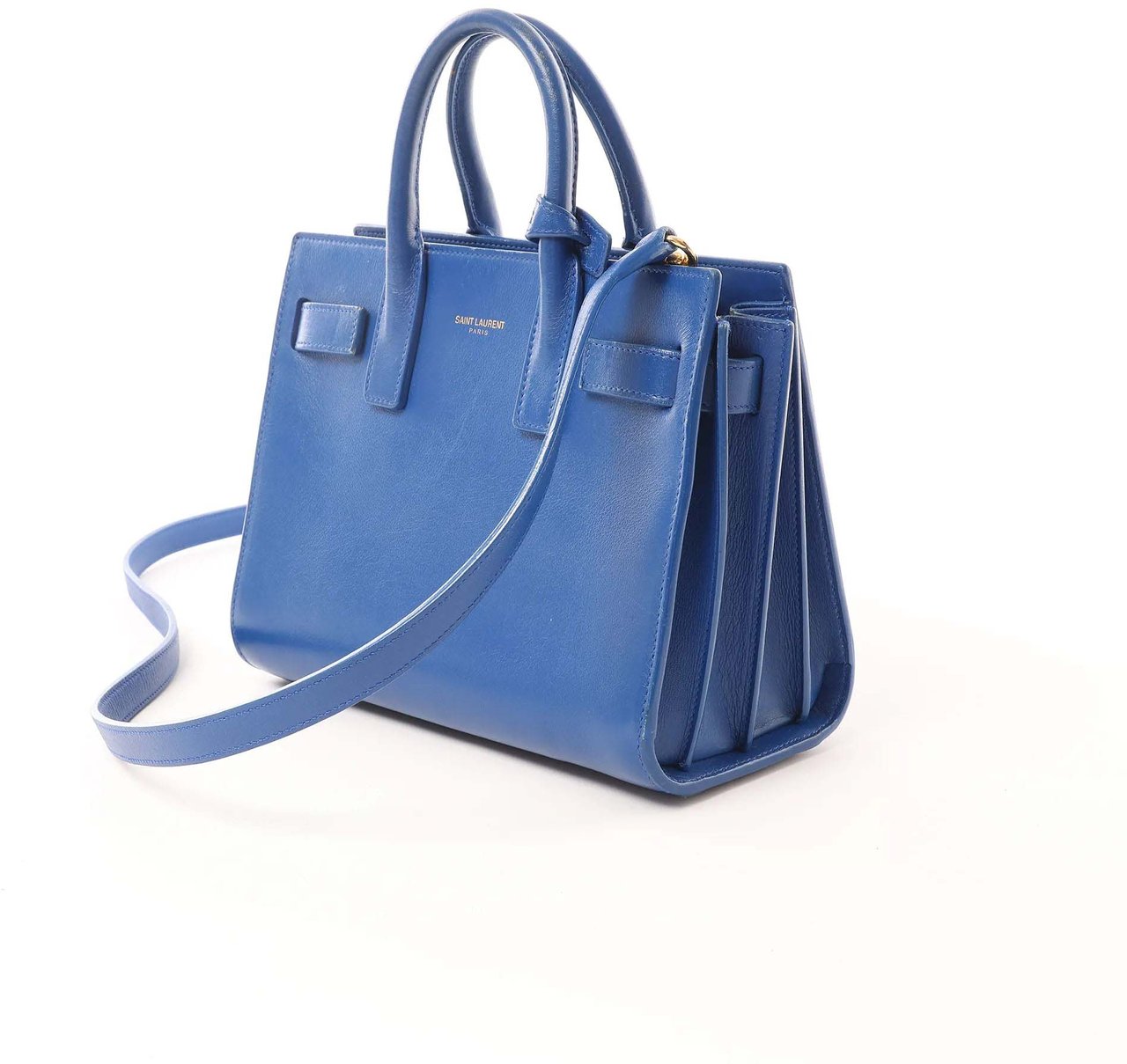 Saint Laurent Paris Sac de Jour Nano Leather 2Way Handbag Blue 340778 Blauw