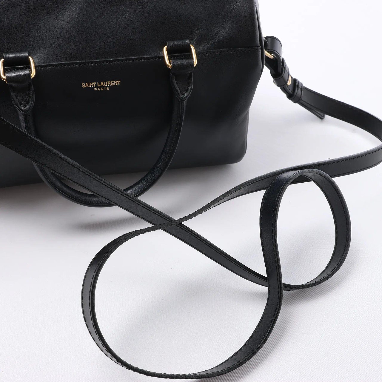Saint Laurent Paris Duffle Baby Leather 2Way Handbag in Black 330958 Zwart
