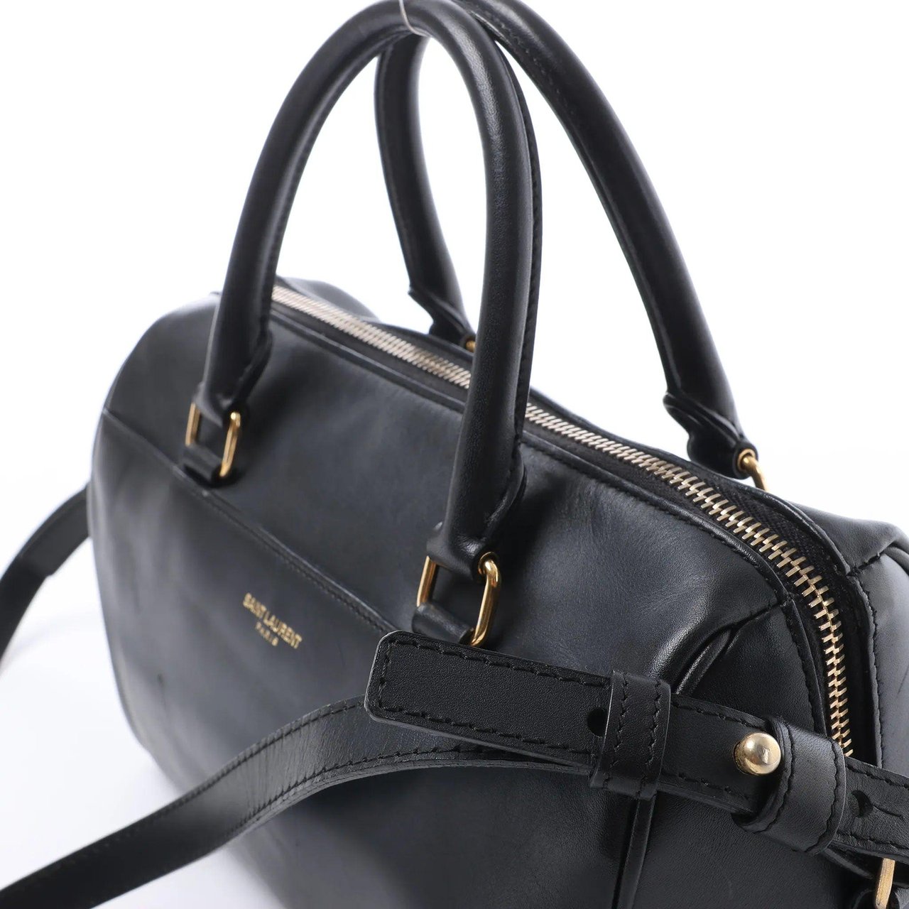 Saint Laurent Paris Duffle Baby Leather 2Way Handbag in Black 330958 Zwart