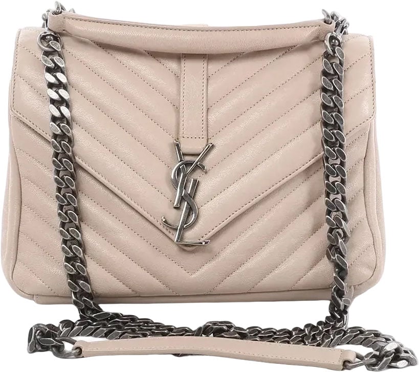 Saint Laurent Paris College Monogramme Leather Chain Crossbody Bag in Beige 428056 Beige