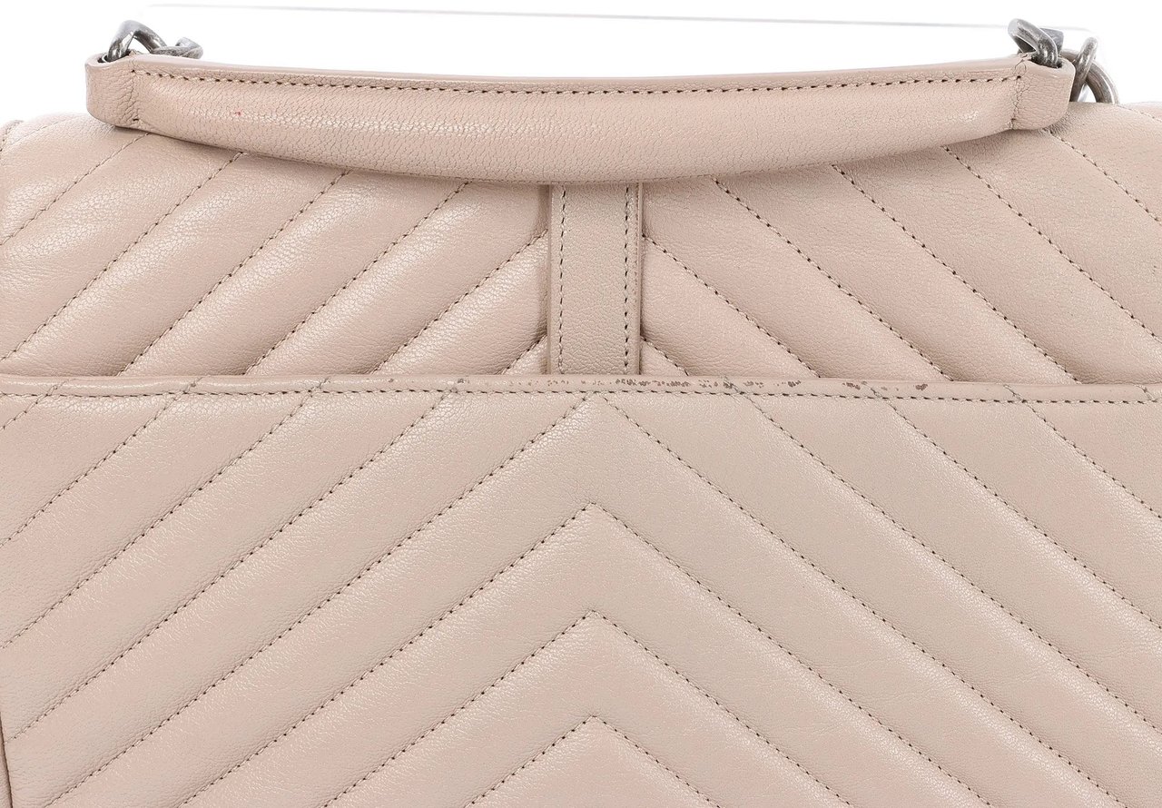 Saint Laurent Paris College Monogramme Leather Chain Crossbody Bag in Beige 428056 Beige