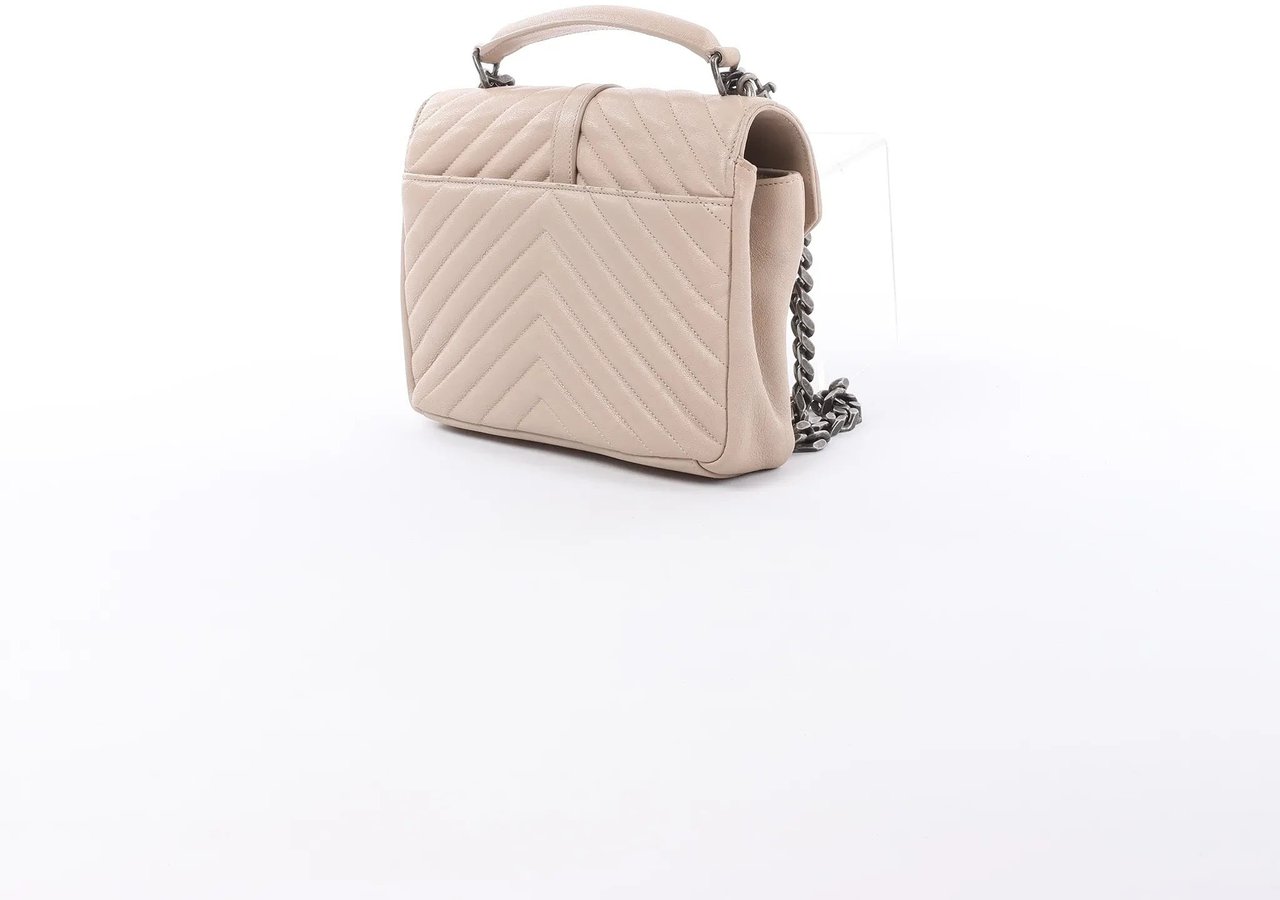 Saint Laurent Paris College Monogramme Leather Chain Crossbody Bag in Beige 428056 Beige