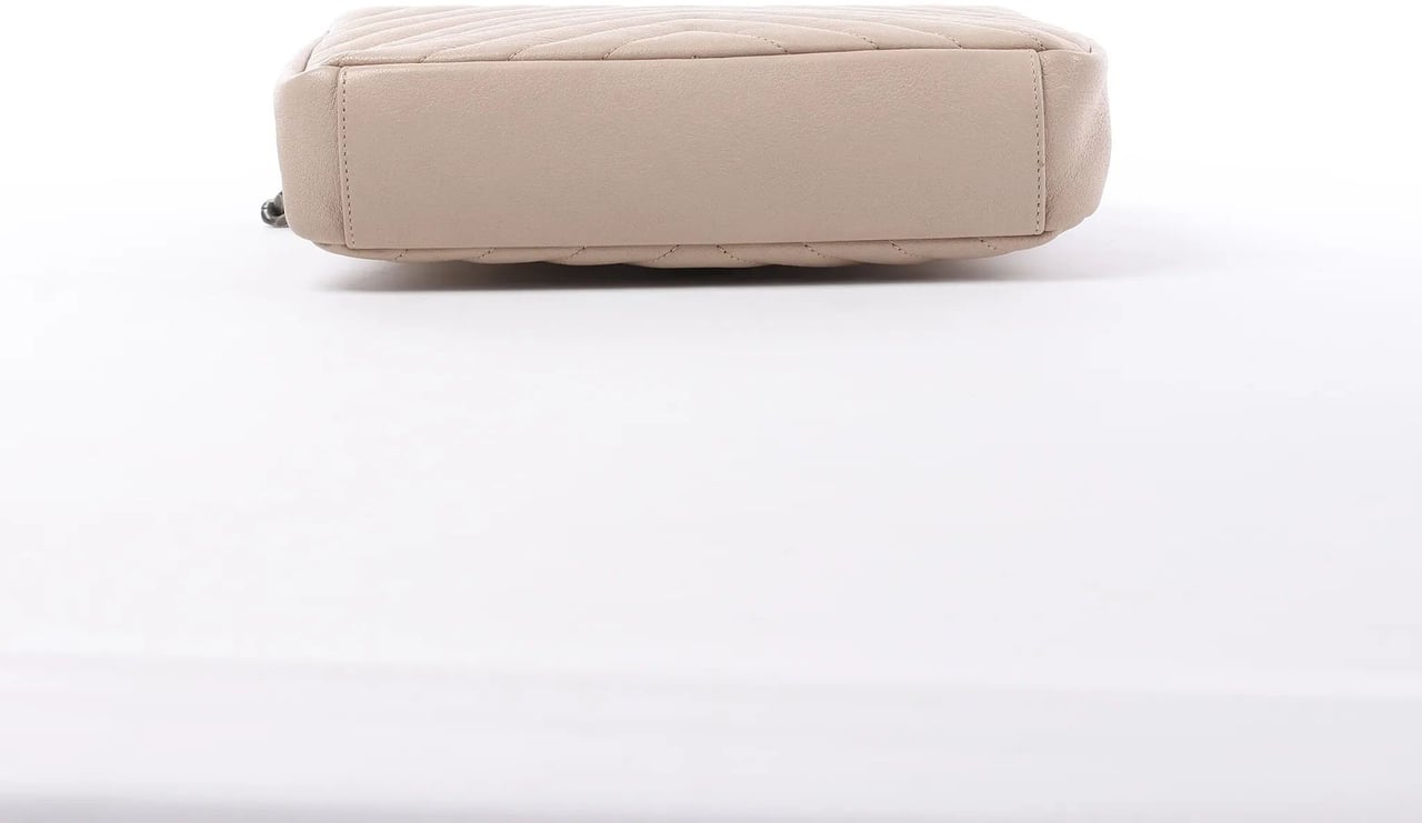Saint Laurent Paris College Monogramme Leather Chain Crossbody Bag in Beige 428056 Beige
