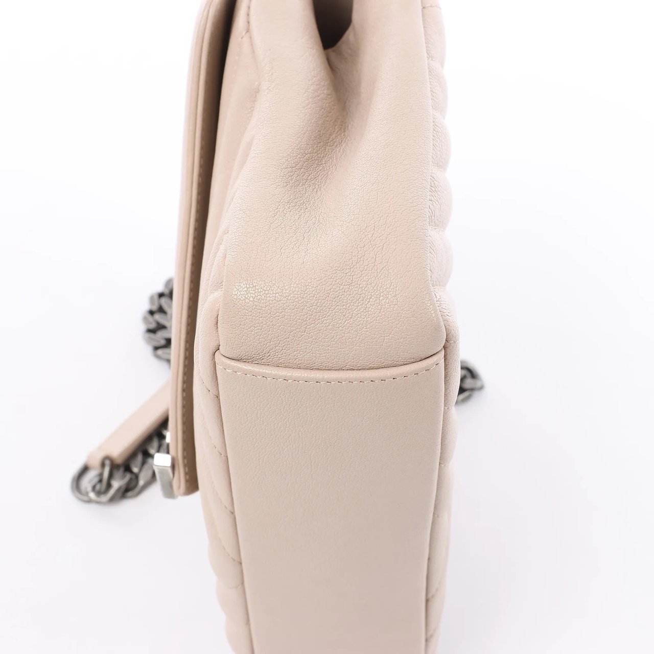 Saint Laurent Paris College Monogramme Leather Chain Crossbody Bag in Beige 428056 Beige