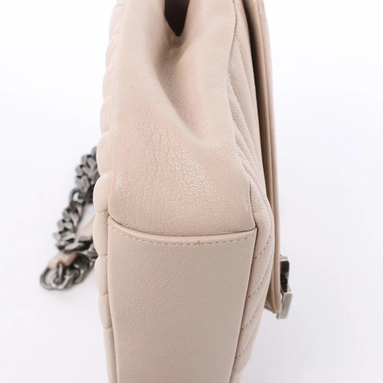 Saint Laurent Paris College Monogramme Leather Chain Crossbody Bag in Beige 428056 Beige