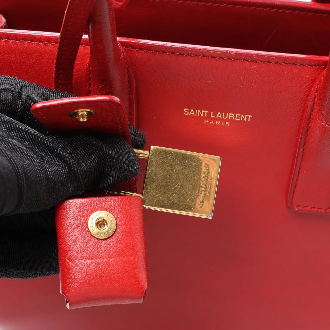 Saint Laurent Paris Sac de Jour Nano Leather Handbag in Red Rood