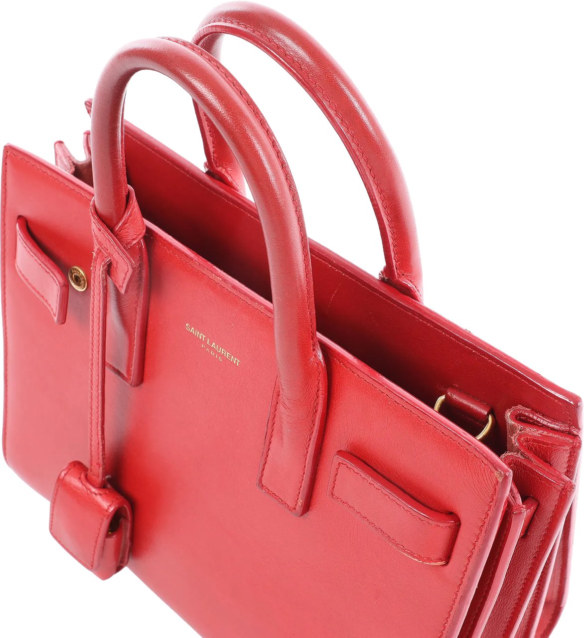 Saint Laurent Paris Sac de Jour Nano Leather Handbag in Red Rood