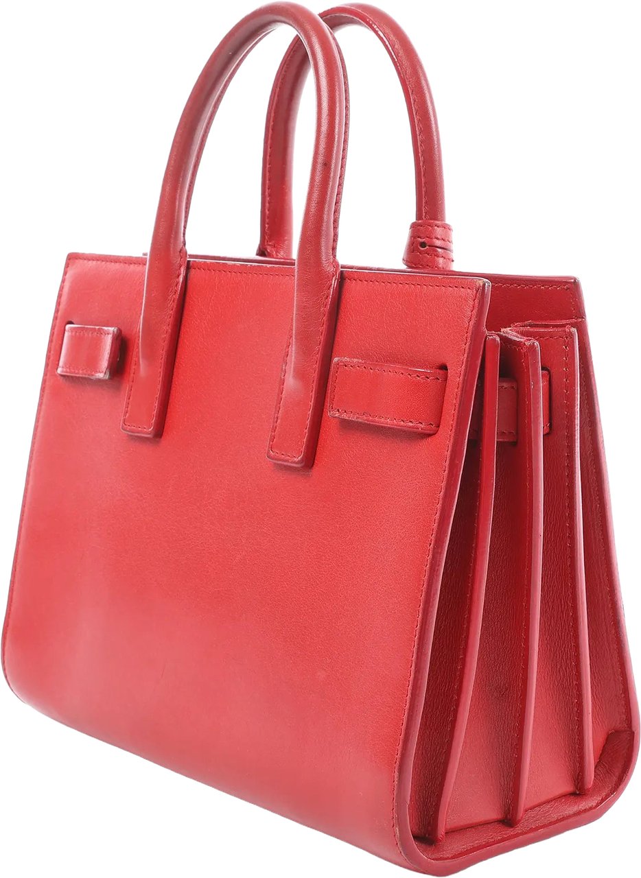 Saint Laurent Paris Sac de Jour Nano Leather Handbag in Red Rood