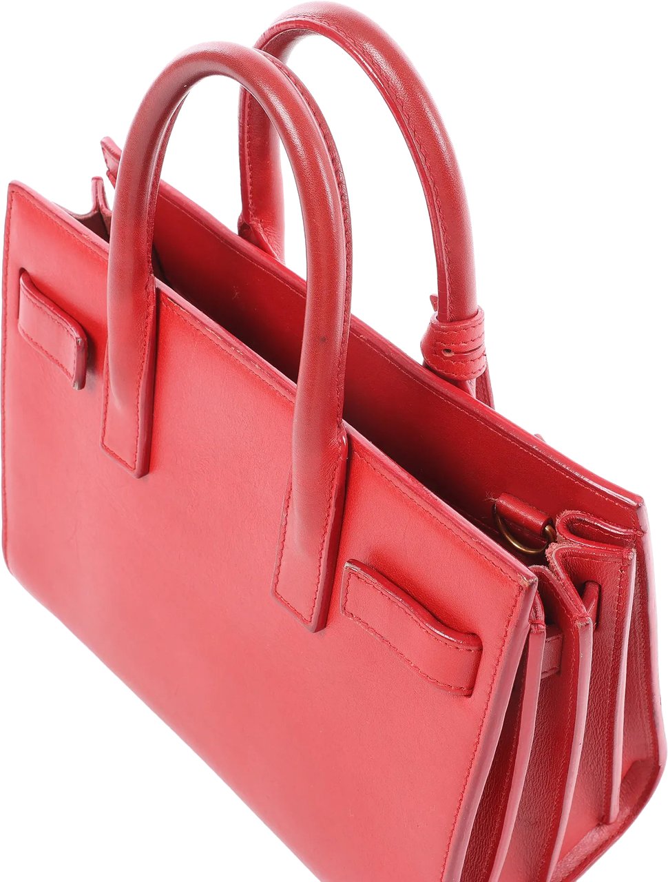 Saint Laurent Paris Sac de Jour Nano Leather Handbag in Red Rood