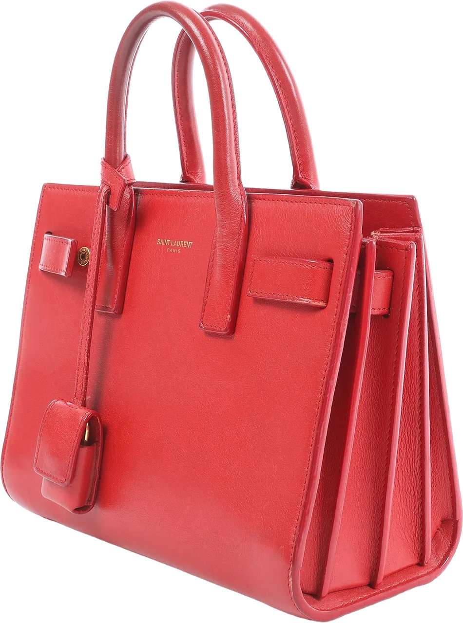Saint Laurent Paris Sac de Jour Nano Leather Handbag in Red Rood
