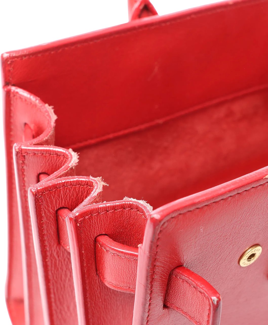 Saint Laurent Paris Sac de Jour Nano Leather Handbag in Red Rood