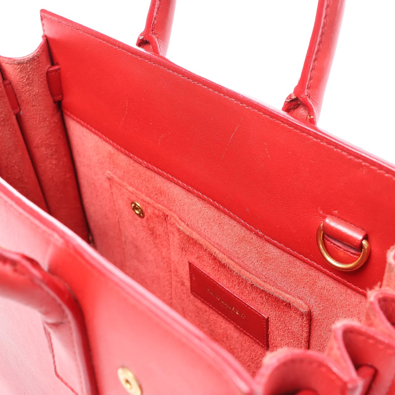 Saint Laurent Paris Sac de Jour Nano Leather Handbag in Red Rood