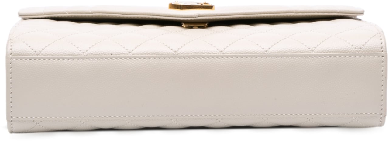 Saint Laurent Medium Grain De Poudre Triquilt Monogram Envelope Bag Wit