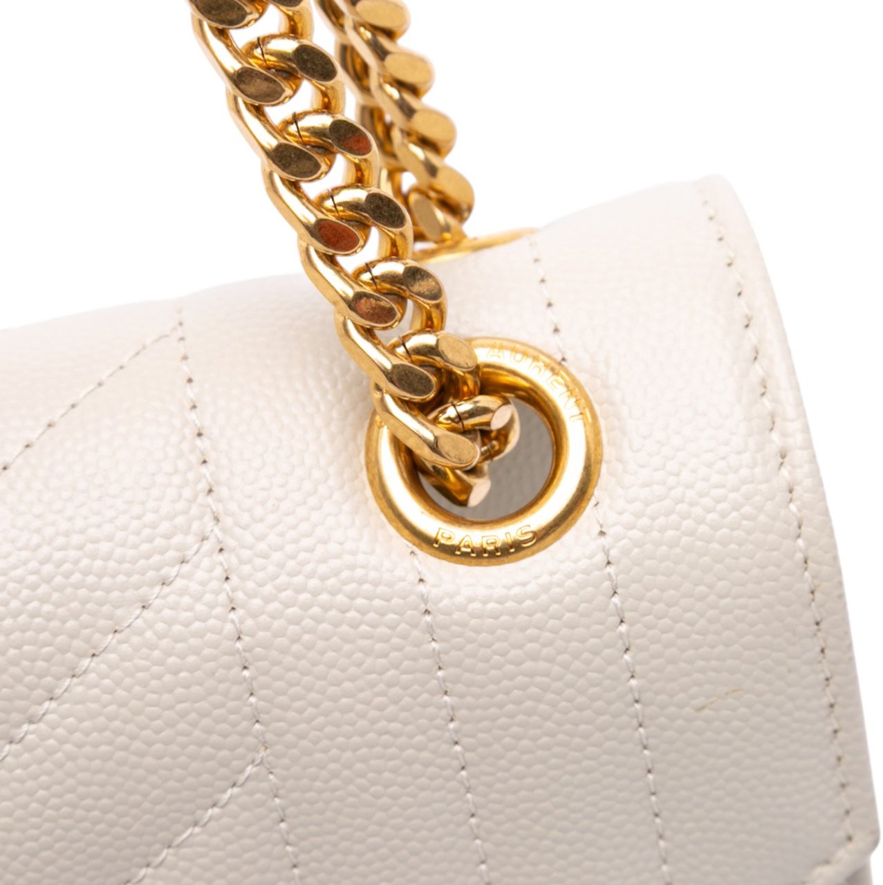 Saint Laurent Medium Grain De Poudre Triquilt Monogram Envelope Bag Wit