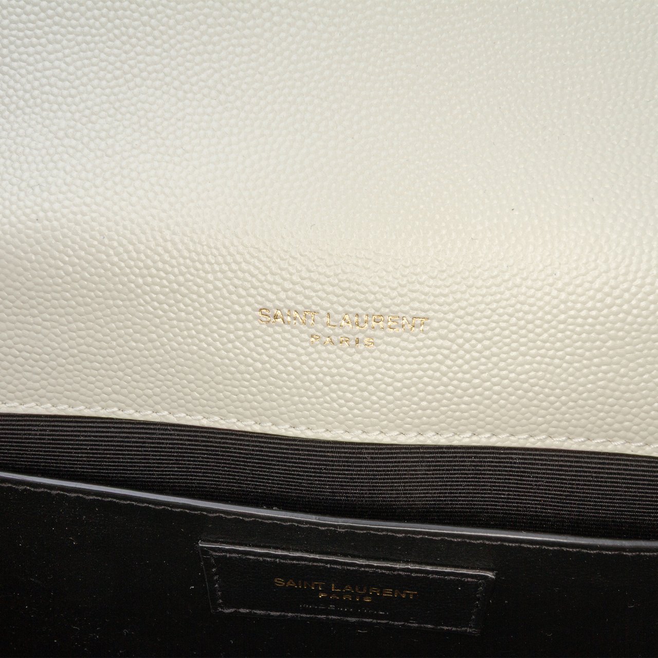 Saint Laurent Medium Grain De Poudre Triquilt Monogram Envelope Bag Wit