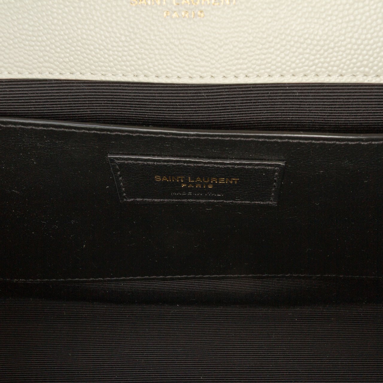 Saint Laurent Medium Grain De Poudre Triquilt Monogram Envelope Bag Wit