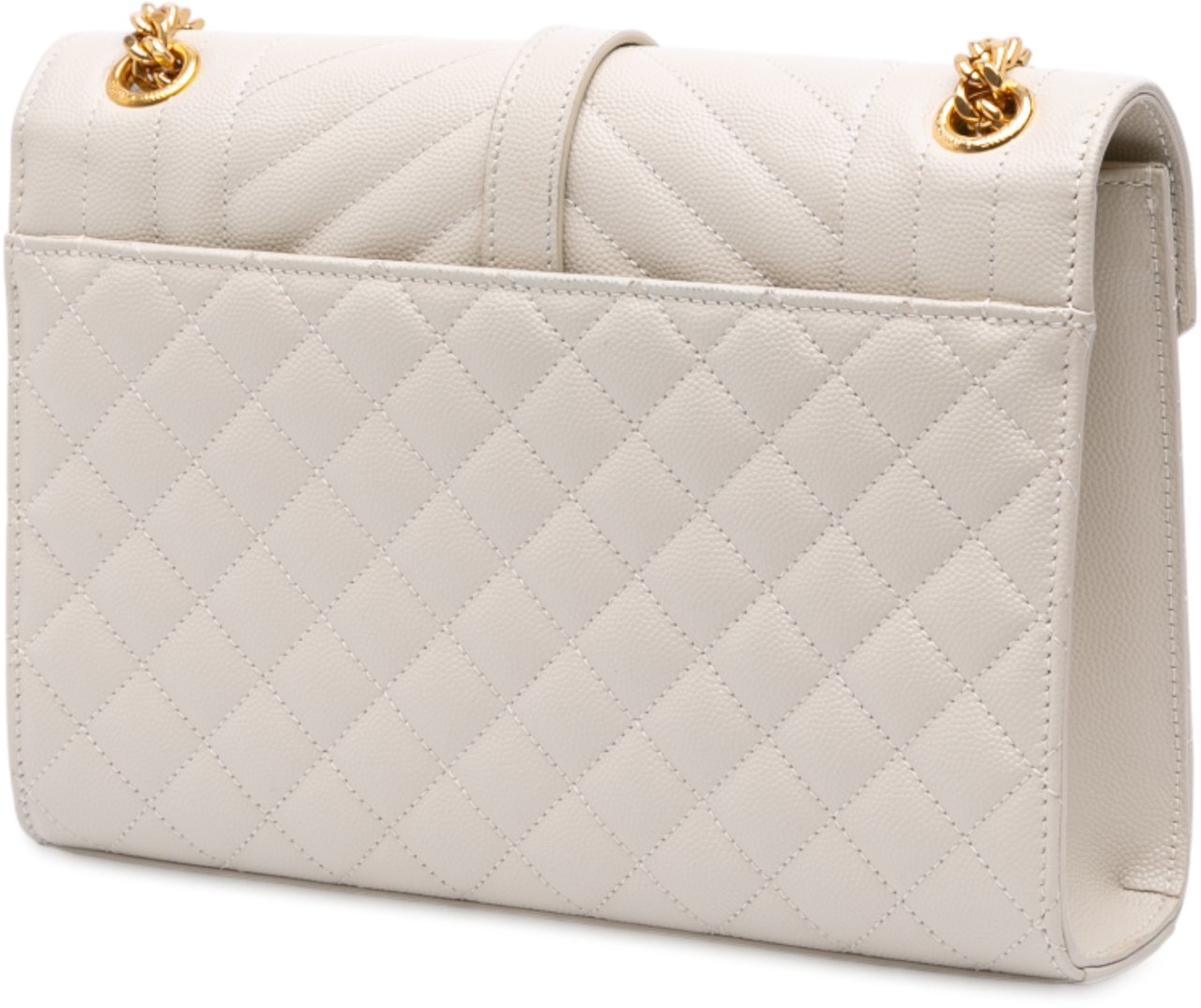 Saint Laurent Medium Grain De Poudre Triquilt Monogram Envelope Bag Wit