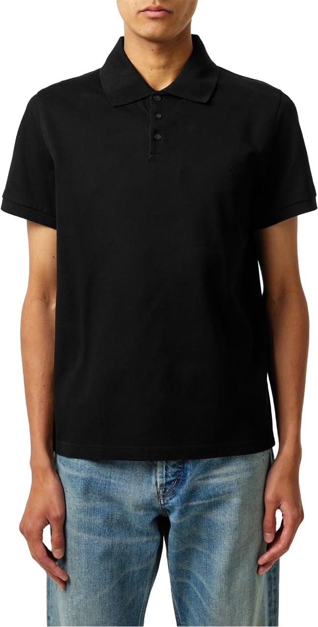 Saint Laurent Cassandre Ysl Logo Polo Shirt Zwart