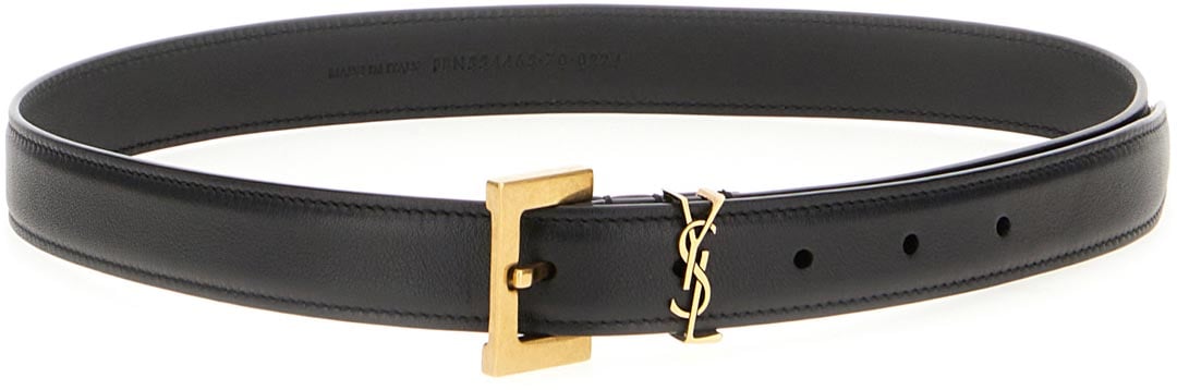 Saint Laurent Saint Laurent Black leather belt Zwart