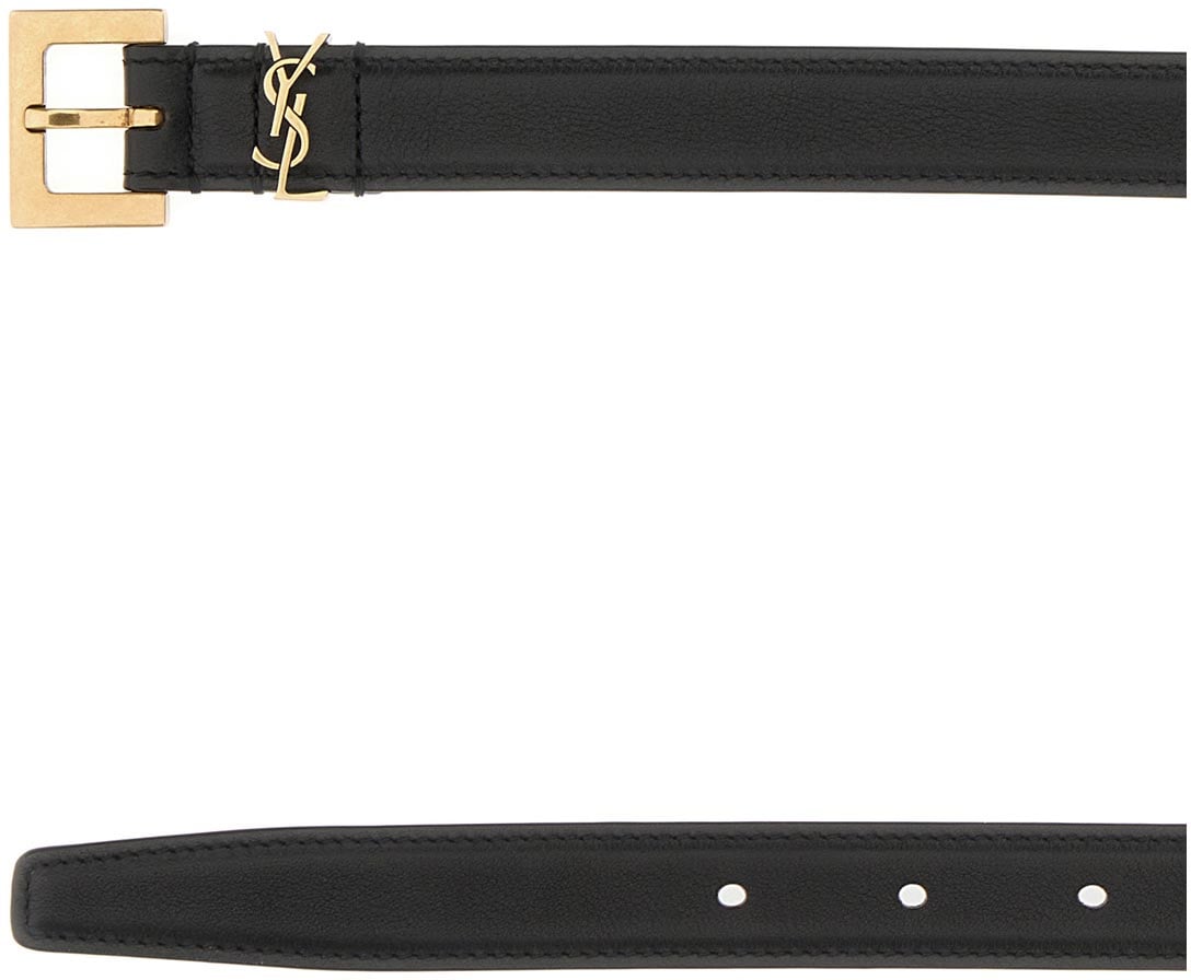 Saint Laurent Saint Laurent Black leather belt Zwart