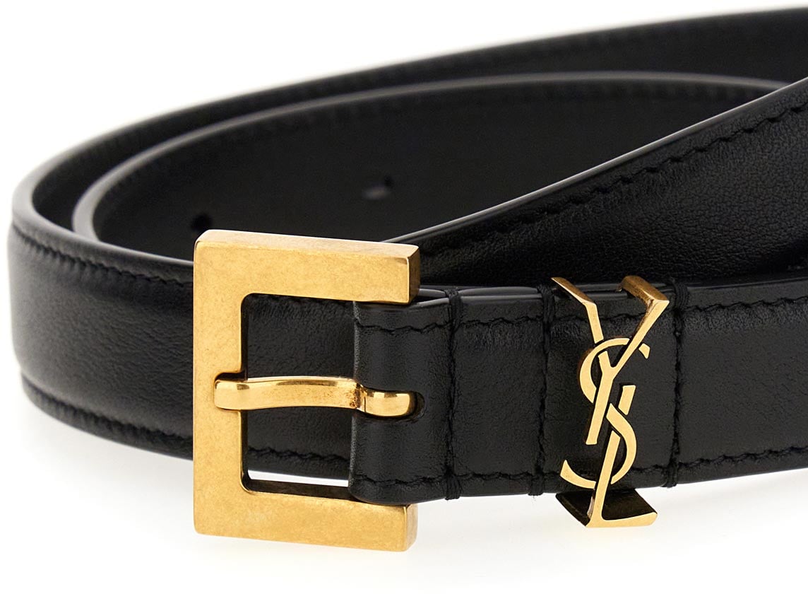 Saint Laurent Saint Laurent Black leather belt Zwart