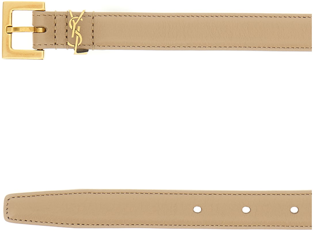 Saint Laurent Saint Laurent Cappuccino leather belt Beige